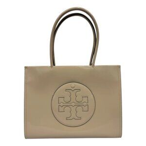 Tory Burch Small Ella Patent Leather Tote Bag Beige
